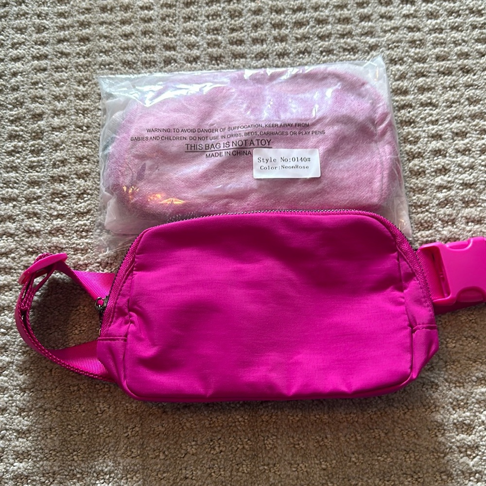 Neon Rose Fuchsia crossbody belt bag adjustable strap
